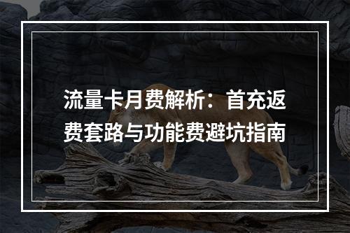 流量卡月费解析：首充返费套路与功能费避坑指南