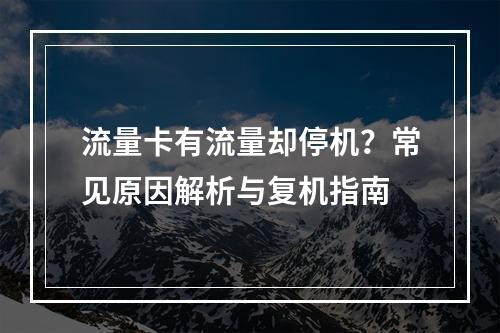 流量卡有流量却停机？常见原因解析与复机指南