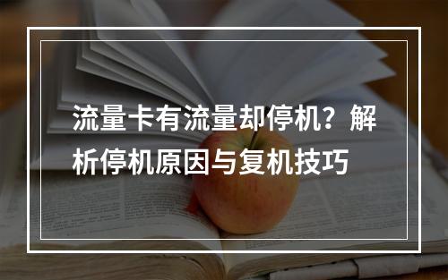 流量卡有流量却停机？解析停机原因与复机技巧