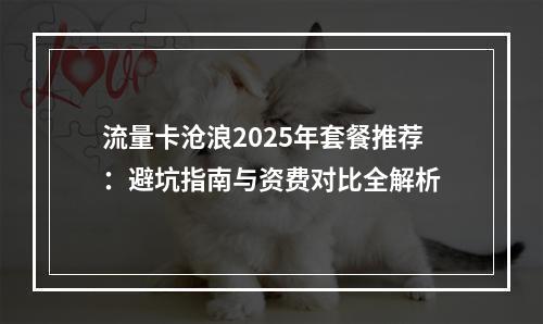 流量卡沧浪2025年套餐推荐：避坑指南与资费对比全解析