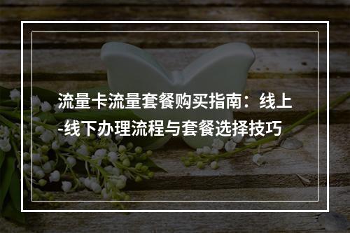 流量卡流量套餐购买指南：线上-线下办理流程与套餐选择技巧