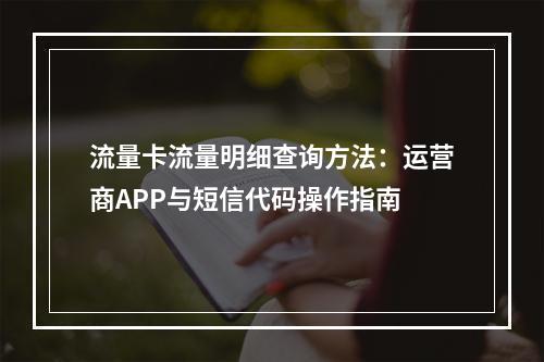 流量卡流量明细查询方法：运营商APP与短信代码操作指南