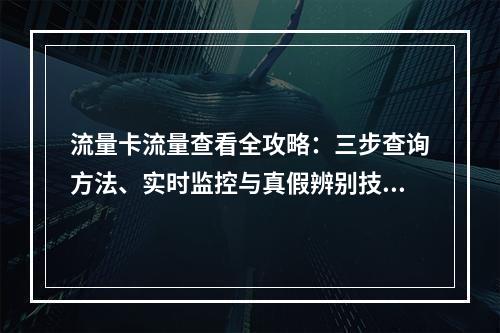 流量卡流量查看全攻略：三步查询方法、实时监控与真假辨别技巧