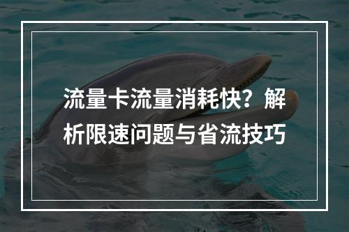 流量卡流量消耗快？解析限速问题与省流技巧