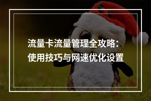 流量卡流量管理全攻略：使用技巧与网速优化设置