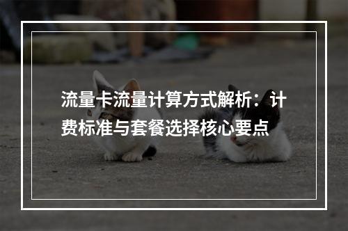 流量卡流量计算方式解析：计费标准与套餐选择核心要点