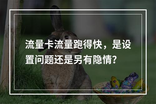 流量卡流量跑得快，是设置问题还是另有隐情？