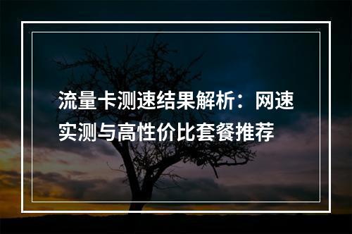 流量卡测速结果解析：网速实测与高性价比套餐推荐