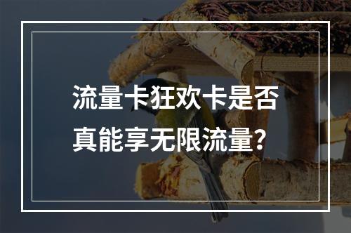 流量卡狂欢卡是否真能享无限流量？