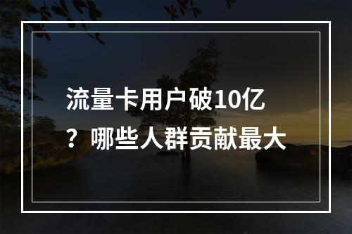 流量卡用户破10亿？哪些人群贡献最大