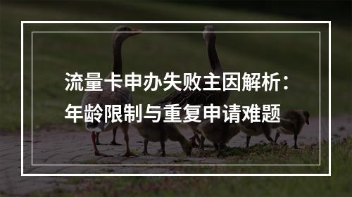 流量卡申办失败主因解析：年龄限制与重复申请难题
