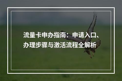 流量卡申办指南：申请入口、办理步骤与激活流程全解析