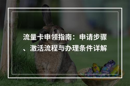 流量卡申领指南：申请步骤、激活流程与办理条件详解