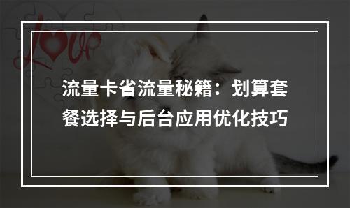 流量卡省流量秘籍：划算套餐选择与后台应用优化技巧