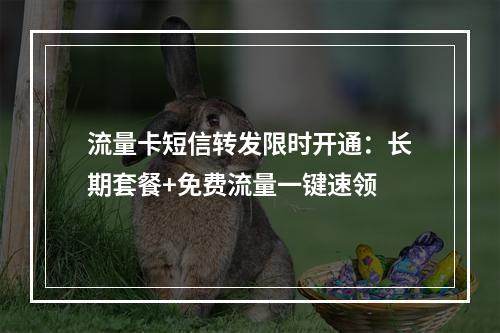 流量卡短信转发限时开通：长期套餐+免费流量一键速领