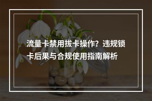 流量卡禁用拔卡操作？违规锁卡后果与合规使用指南解析