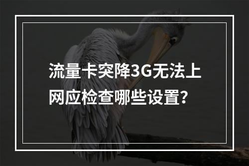 流量卡突降3G无法上网应检查哪些设置？