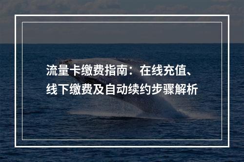 流量卡缴费指南：在线充值、线下缴费及自动续约步骤解析