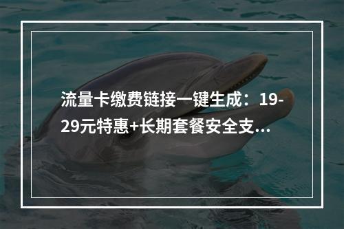 流量卡缴费链接一键生成：19-29元特惠+长期套餐安全支付