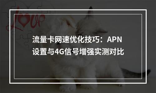 流量卡网速优化技巧：APN设置与4G信号增强实测对比