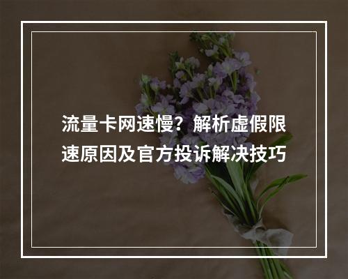流量卡网速慢？解析虚假限速原因及官方投诉解决技巧