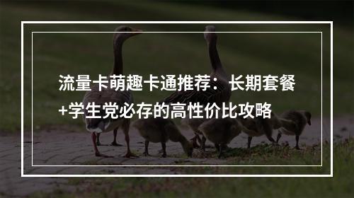 流量卡萌趣卡通推荐：长期套餐+学生党必存的高性价比攻略
