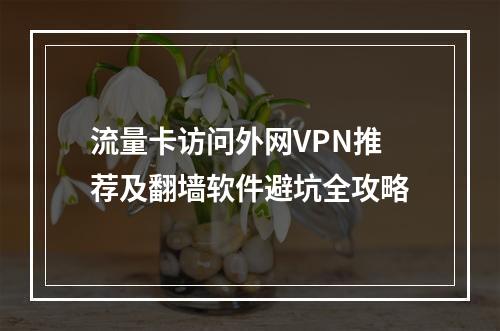 流量卡访问外网VPN推荐及翻墙软件避坑全攻略