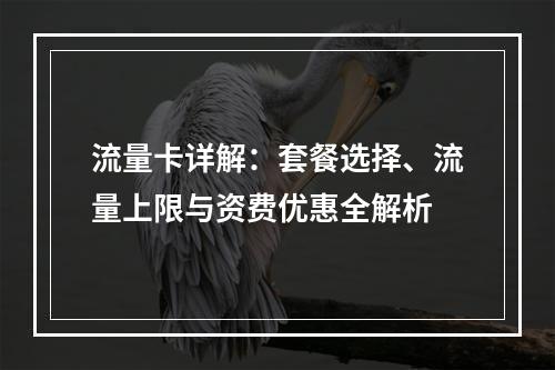 流量卡详解：套餐选择、流量上限与资费优惠全解析