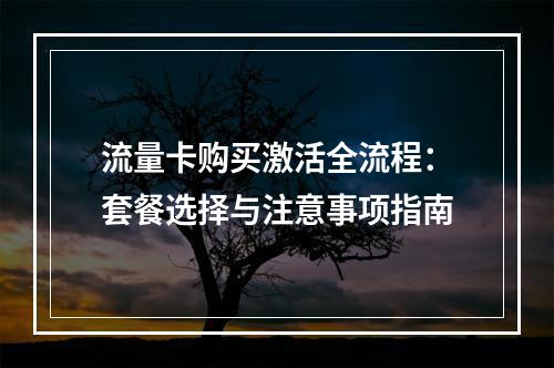 流量卡购买激活全流程：套餐选择与注意事项指南