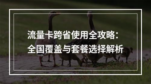 流量卡跨省使用全攻略：全国覆盖与套餐选择解析
