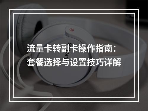 流量卡转副卡操作指南：套餐选择与设置技巧详解