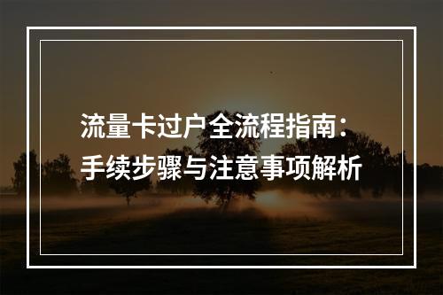 流量卡过户全流程指南：手续步骤与注意事项解析