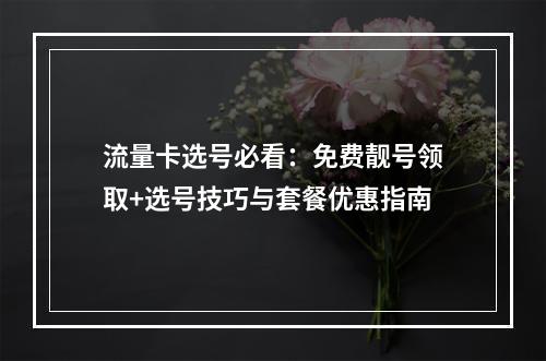 流量卡选号必看：免费靓号领取+选号技巧与套餐优惠指南
