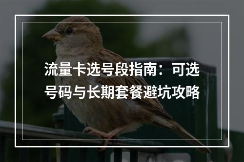 流量卡选号段指南：可选号码与长期套餐避坑攻略