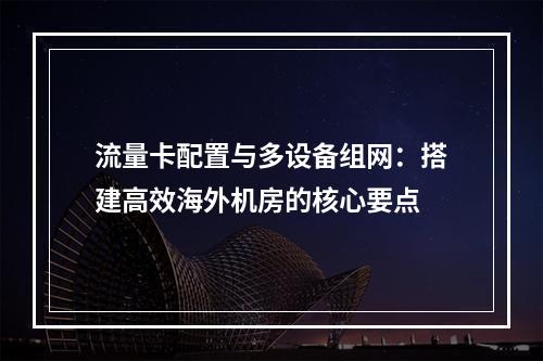 流量卡配置与多设备组网：搭建高效海外机房的核心要点