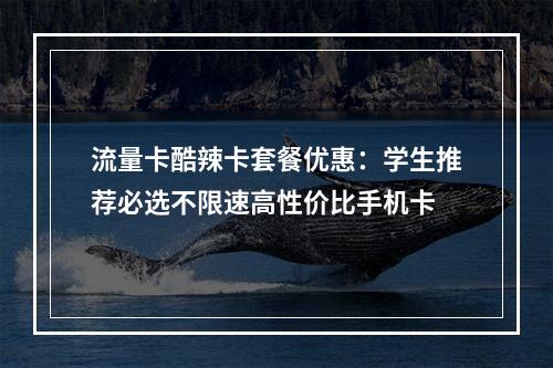 流量卡酷辣卡套餐优惠：学生推荐必选不限速高性价比手机卡