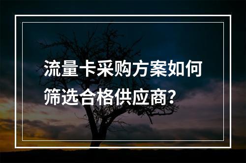 流量卡采购方案如何筛选合格供应商？