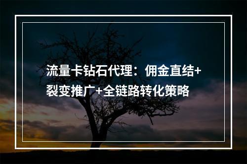 流量卡钻石代理：佣金直结+裂变推广+全链路转化策略