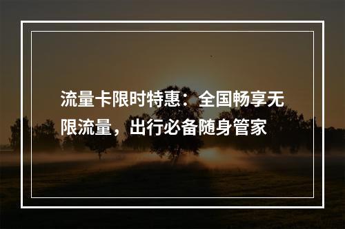 流量卡限时特惠：全国畅享无限流量，出行必备随身管家