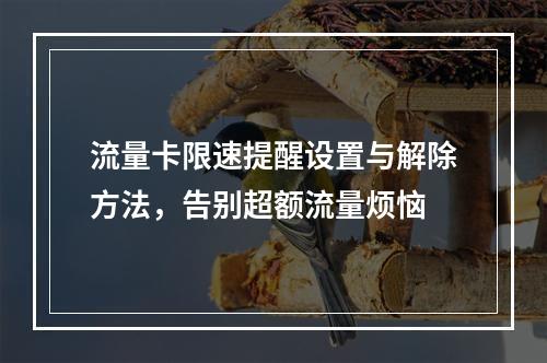 流量卡限速提醒设置与解除方法，告别超额流量烦恼