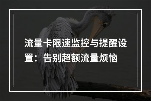 流量卡限速监控与提醒设置：告别超额流量烦恼