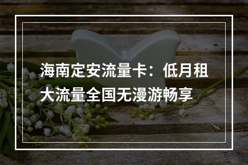 海南定安流量卡：低月租大流量全国无漫游畅享