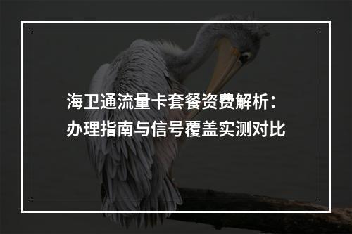 海卫通流量卡套餐资费解析：办理指南与信号覆盖实测对比