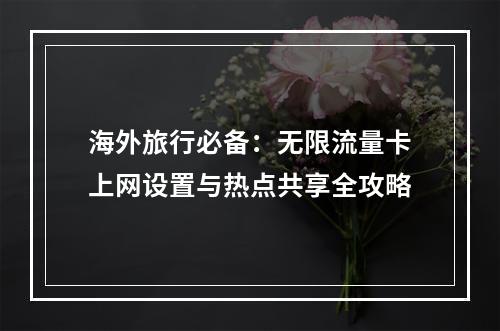 海外旅行必备：无限流量卡上网设置与热点共享全攻略