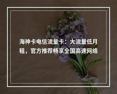海神卡电信流量卡：大流量低月租，官方推荐畅享全国高速网络