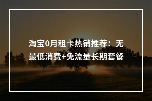 淘宝0月租卡热销推荐：无最低消费+免流量长期套餐