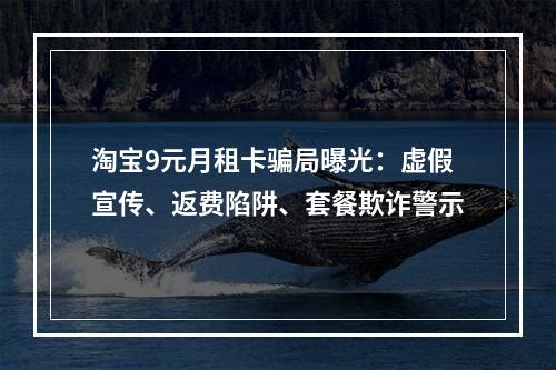 淘宝9元月租卡骗局曝光：虚假宣传、返费陷阱、套餐欺诈警示