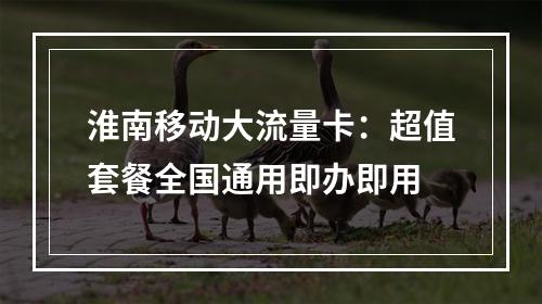淮南移动大流量卡：超值套餐全国通用即办即用