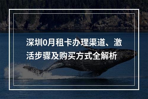深圳0月租卡办理渠道、激活步骤及购买方式全解析