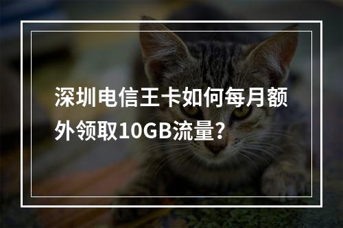 深圳电信王卡如何每月额外领取10GB流量？